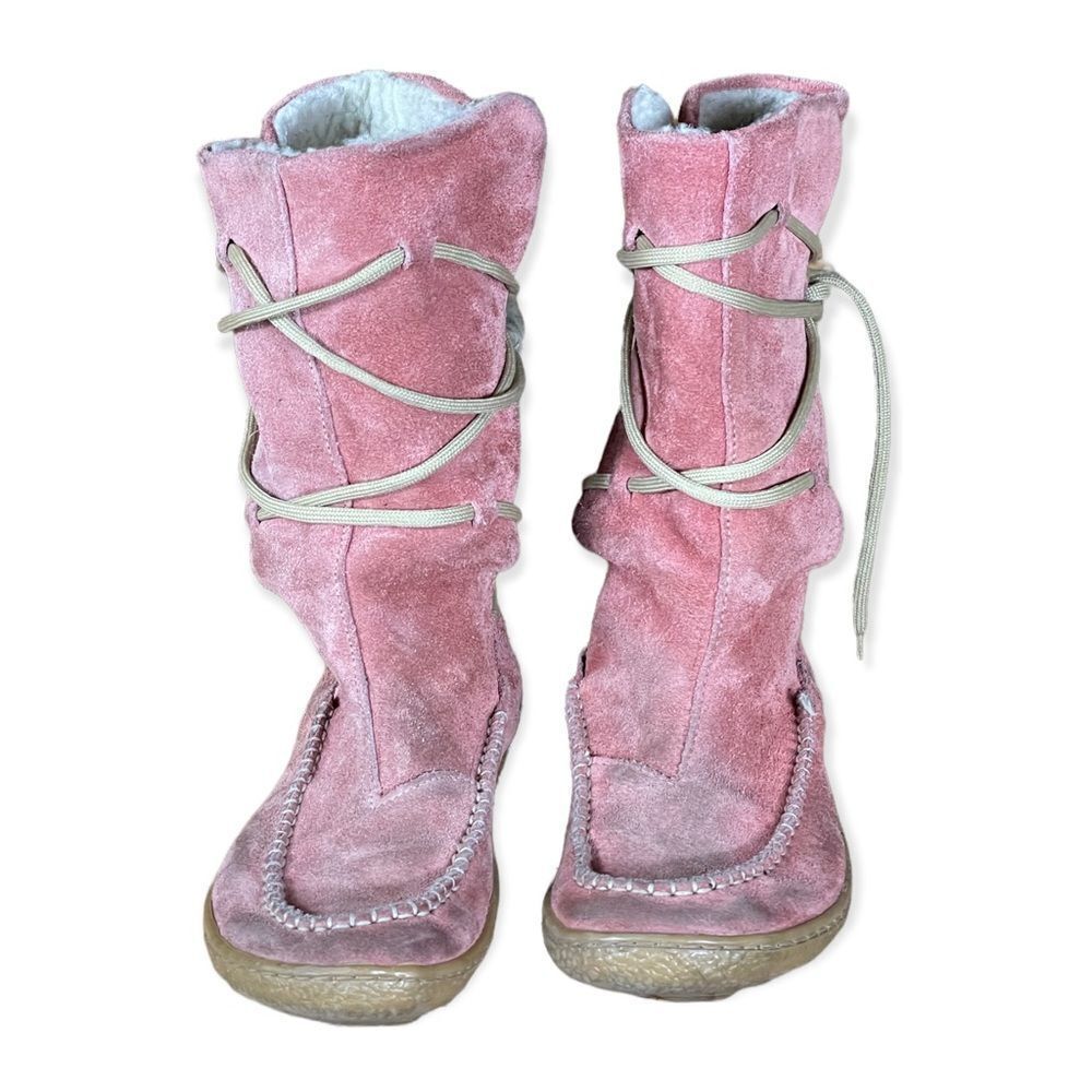 TSONGA pink suede leather lace up moccasin boots - Picture 3 of 8